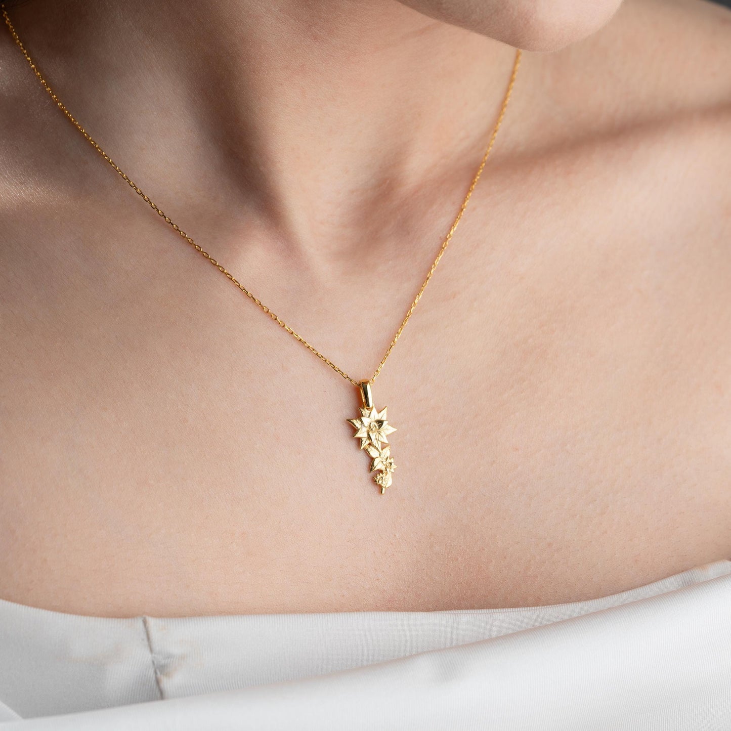 Snowdrop Necklace - Gold Birth Flower Necklace, Minimalist Birthflower Jewelry, Silver Flower Necklace, Birth Month Gift, Personalized Gifts
