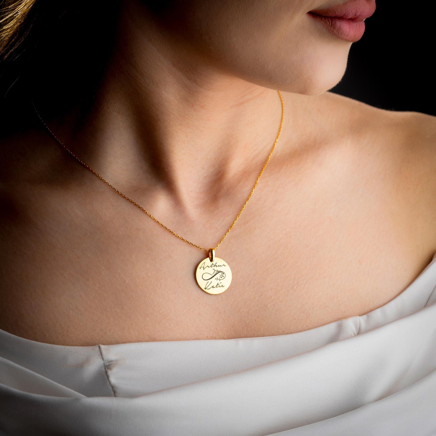 Custom Locket Necklace – Personalized Gold or Silver Infinity Pendant, Engraved Couple Gift, Handmade Dainty Jewelry, Unique Love Keepsake