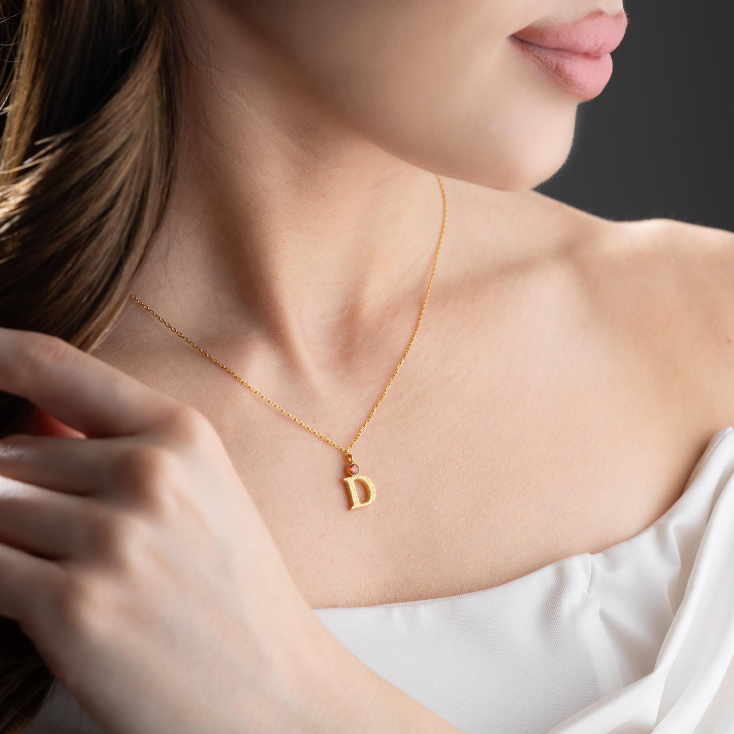 Personalized Birthstone Letter Necklace, 925 Sterling Silver Initial Pendant, Custom Engraved Jewelry, Elegant Gift for Women.