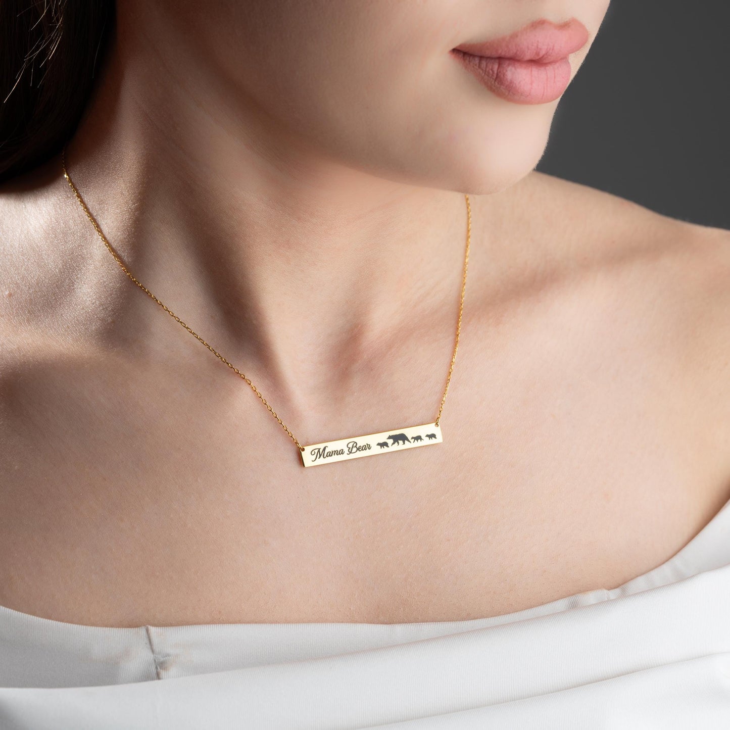 Bar Necklace, Gold Name Bar Jewelry, Custom Engraved Statement Necklace for Women, New Mom Gift, Personalized Mothers Day Gift for Mom