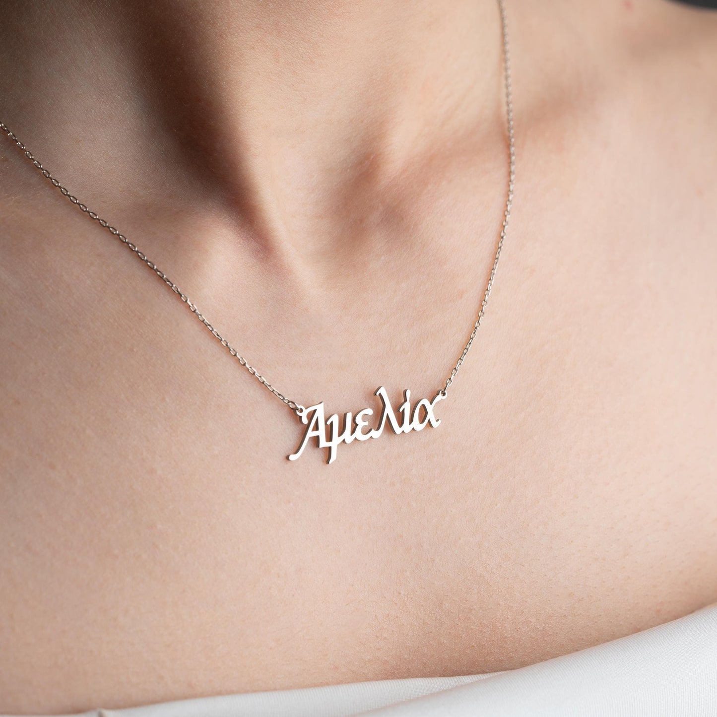 Greek Name Necklace, Personalized Nameplate Jewelry, Gold Silver Greek Letters Pendant, Mythology Gift for Women, Birthday Gift for Her