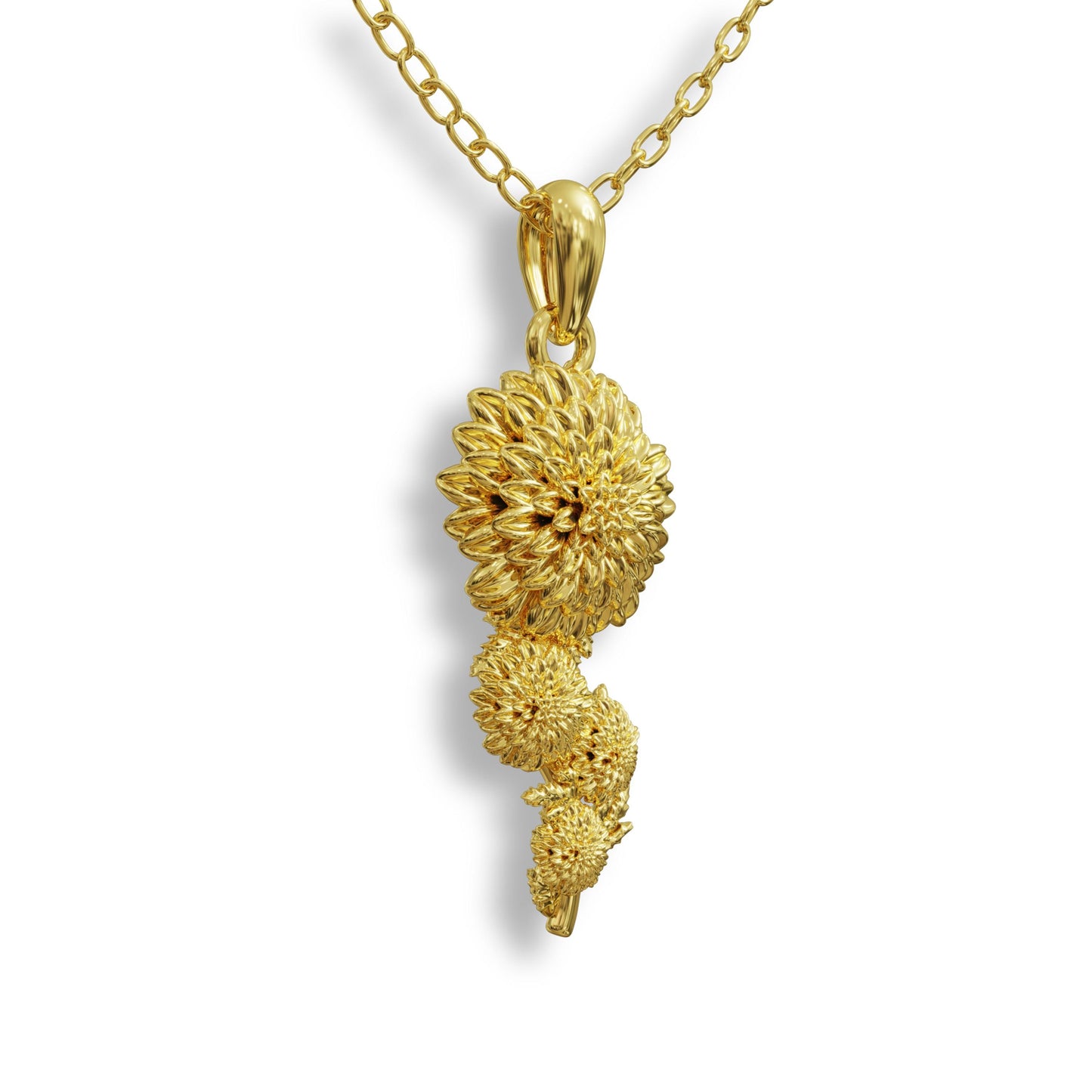 Chrysanthemum Necklace–November Birth Flower Jewelry,925 Sterling Silver Floral Pendant, Gold-Nature Charm,Dainty Handmade Botanical Gift