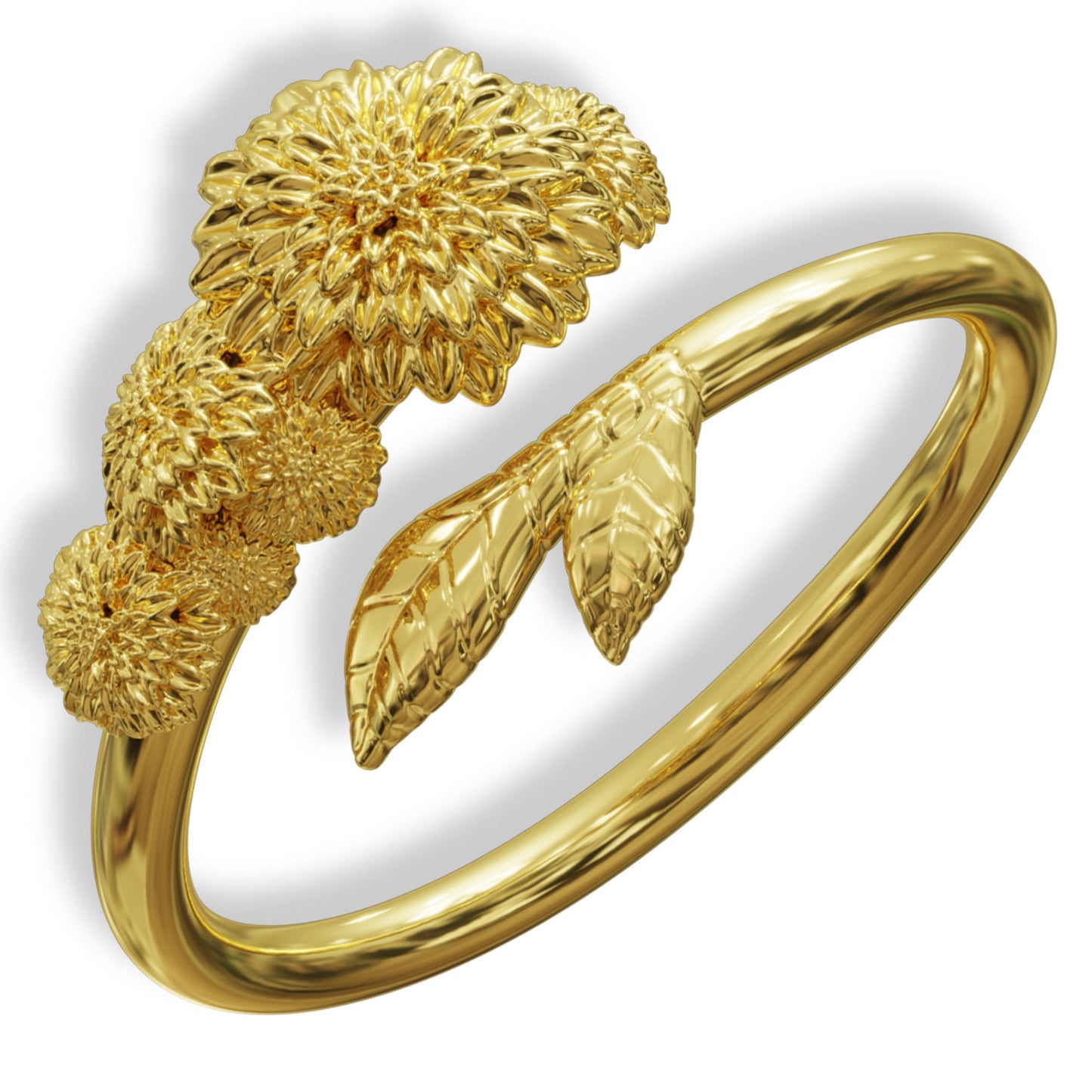 Chrysanthemum Flower Ring, Birth Flower Jewelry, Silver Adjustable Ring, Personalized Gift, Birthday-Anniversary Gift,Grandma & Baby Gift