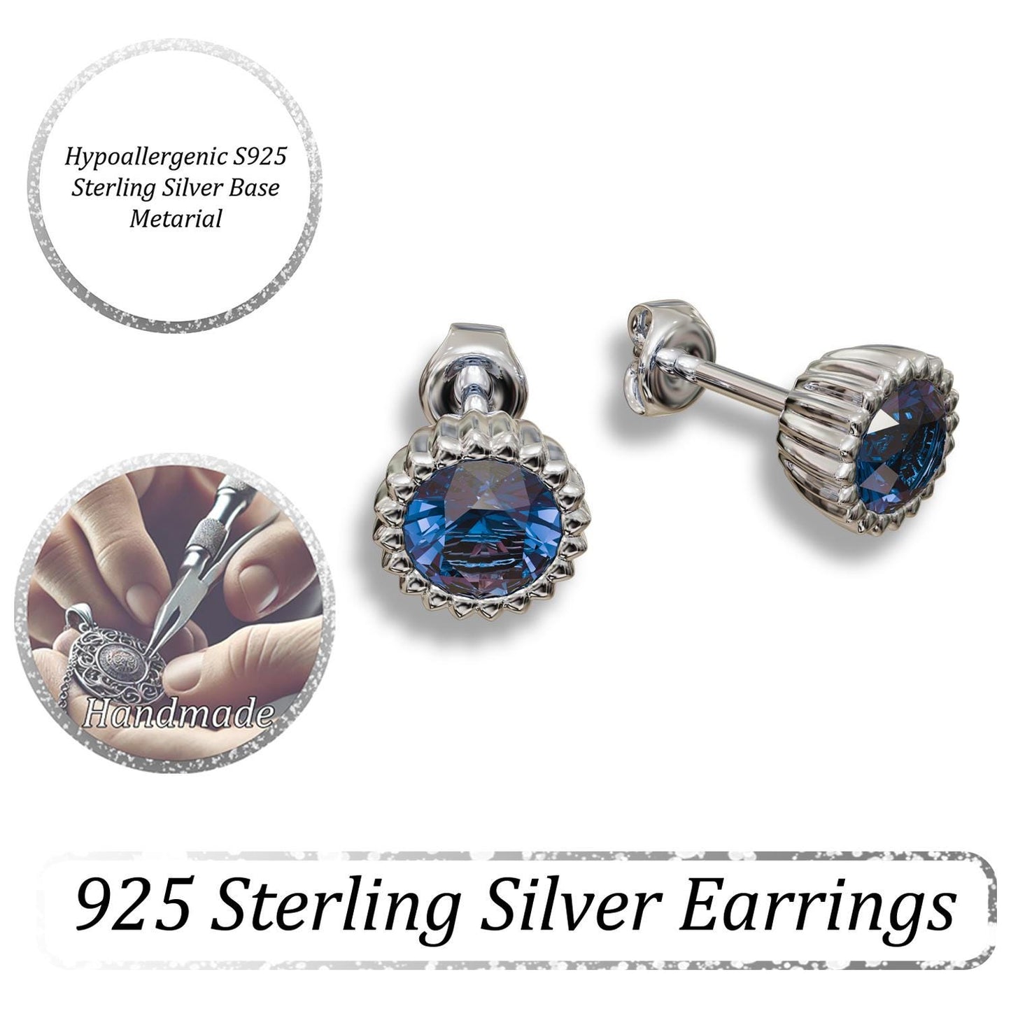 Blue Topaz Earrings,Silver Stud Earrings,Gemstone Earrings,Birthstone Earrings,Blue Earrings,Birthstone Jewelry,Gift for Her,Bridesmaid Gift