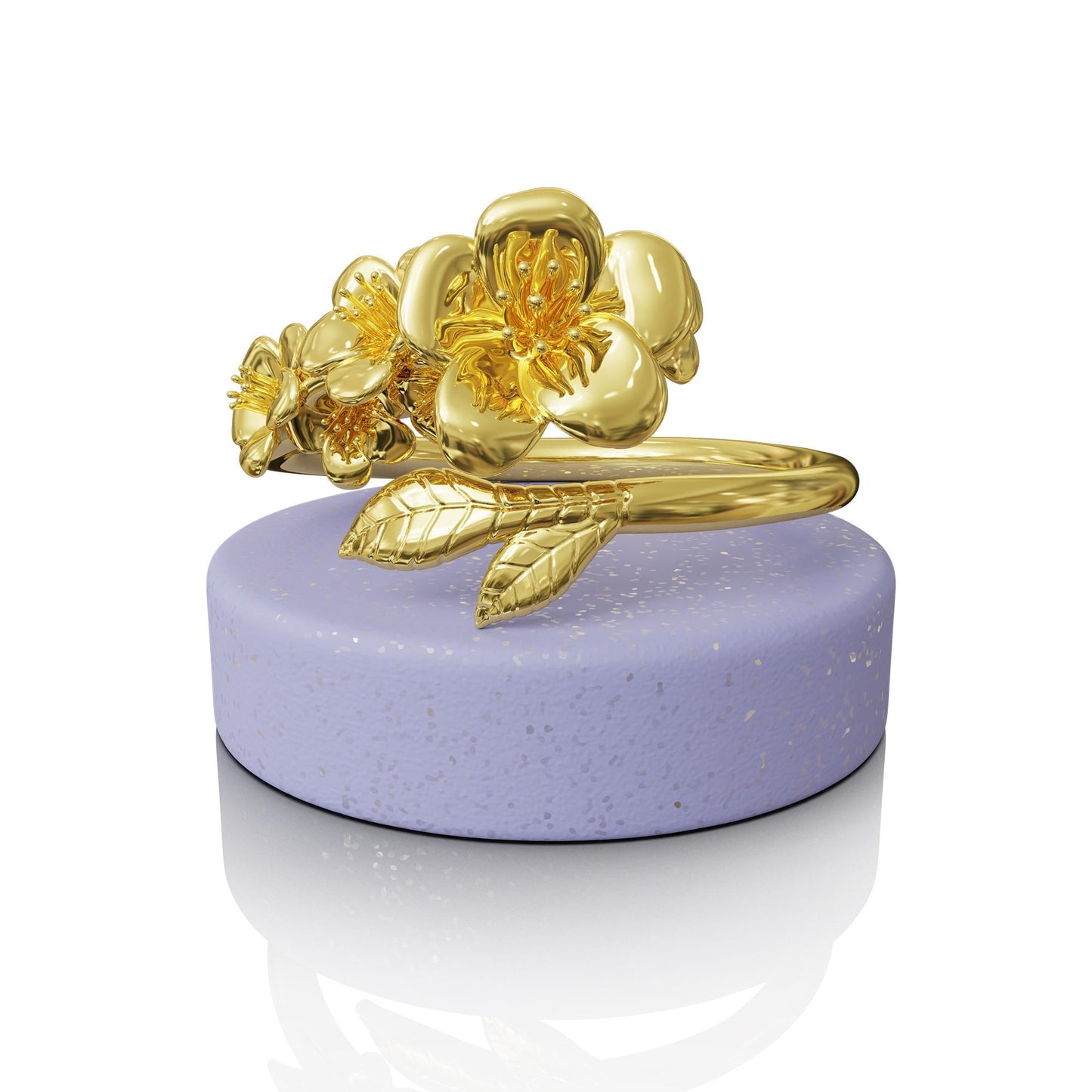 Larkspur Signet Ring, Birth Flower Jewelry, Gold Signet Ring, Nature Inspired Sterling Silver Ring, Dainty Statement Ring for Women