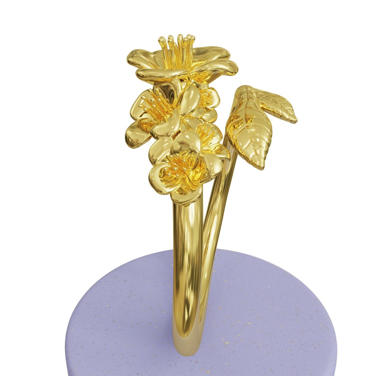 Larkspur Signet Ring, Birth Flower Jewelry, Gold Signet Ring, Nature Inspired Sterling Silver Ring, Dainty Statement Ring for Women