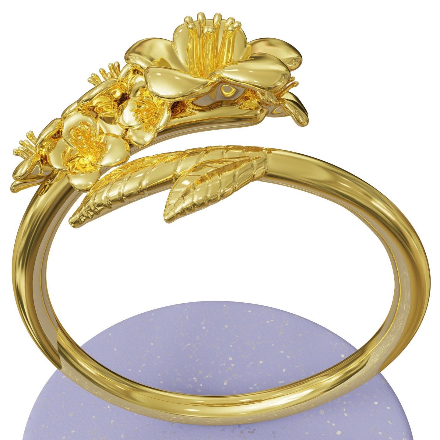 Larkspur Signet Ring, Birth Flower Jewelry, Gold Signet Ring, Nature Inspired Sterling Silver Ring, Dainty Statement Ring for Women