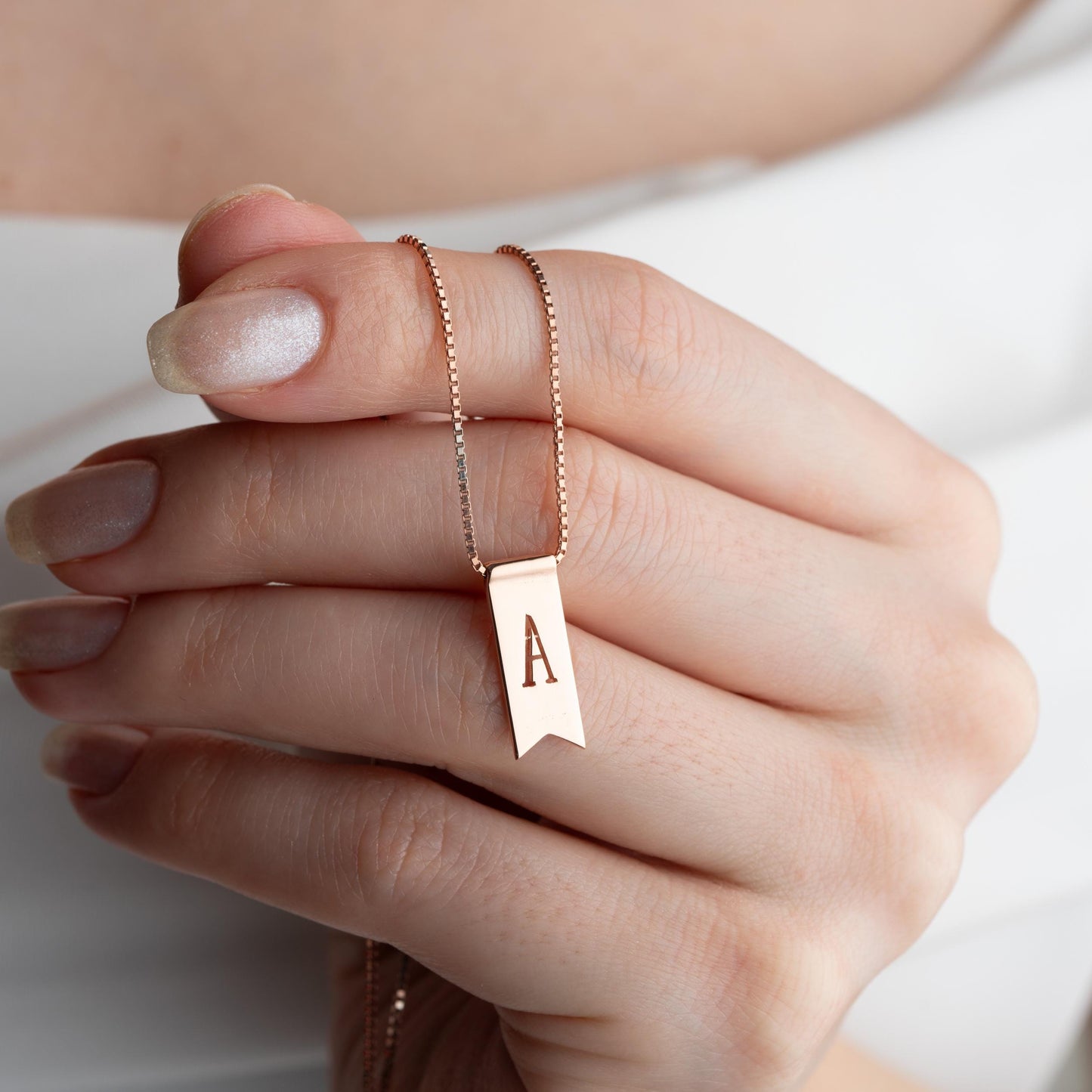 Flag Necklace - Personalized Initial Necklace, Engraved Monogram Pendant, Minimalist 14K Gold Jewelry, Graduation Gift,Birthday Gift for Her