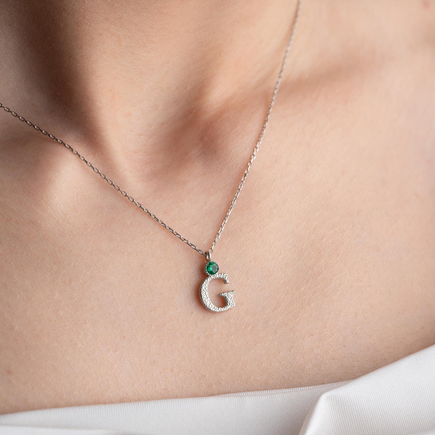 Personalized Birthstone Letter Necklace, 925 Sterling Silver Initial Pendant, Custom Engraved Jewelry, Elegant Gift for Women.