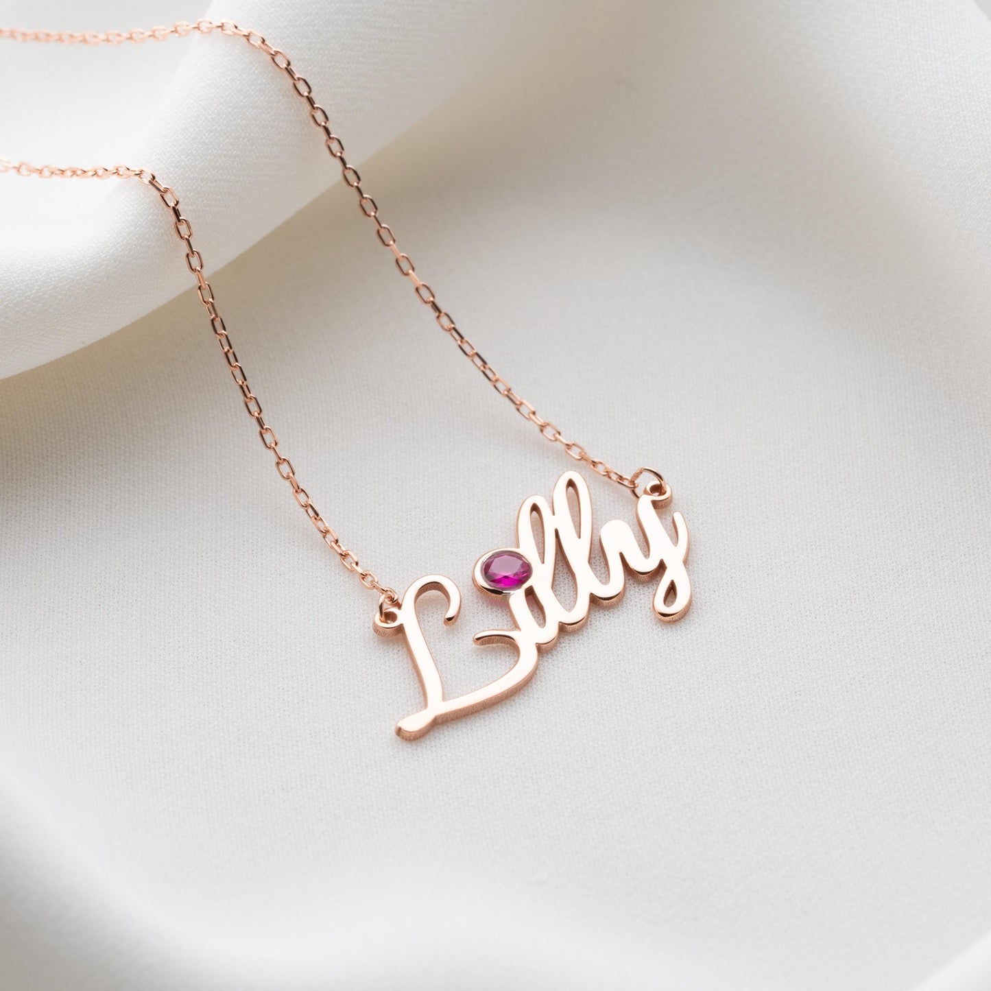 Personalized Christmas Birthstone Name Necklace, 925 Sterling Silver Custom Pendant, Handmade Holiday Gift, Festive Jewelry for Women.