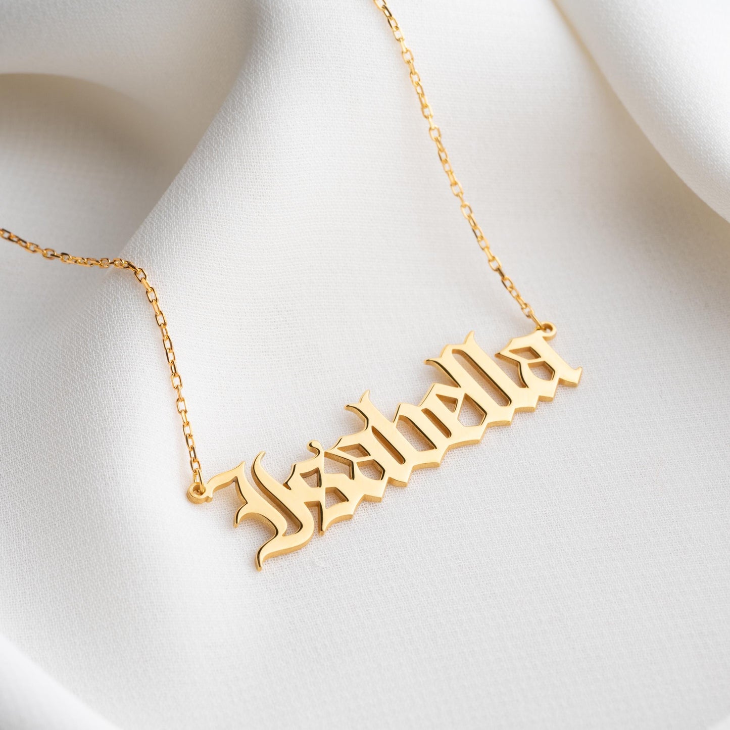 Custom Name Necklace, Gold Name Plate, Personalized Jewelry Gift for Her, Kids Name Logo Necklace, Birthday Gifts, Times New Roman Font