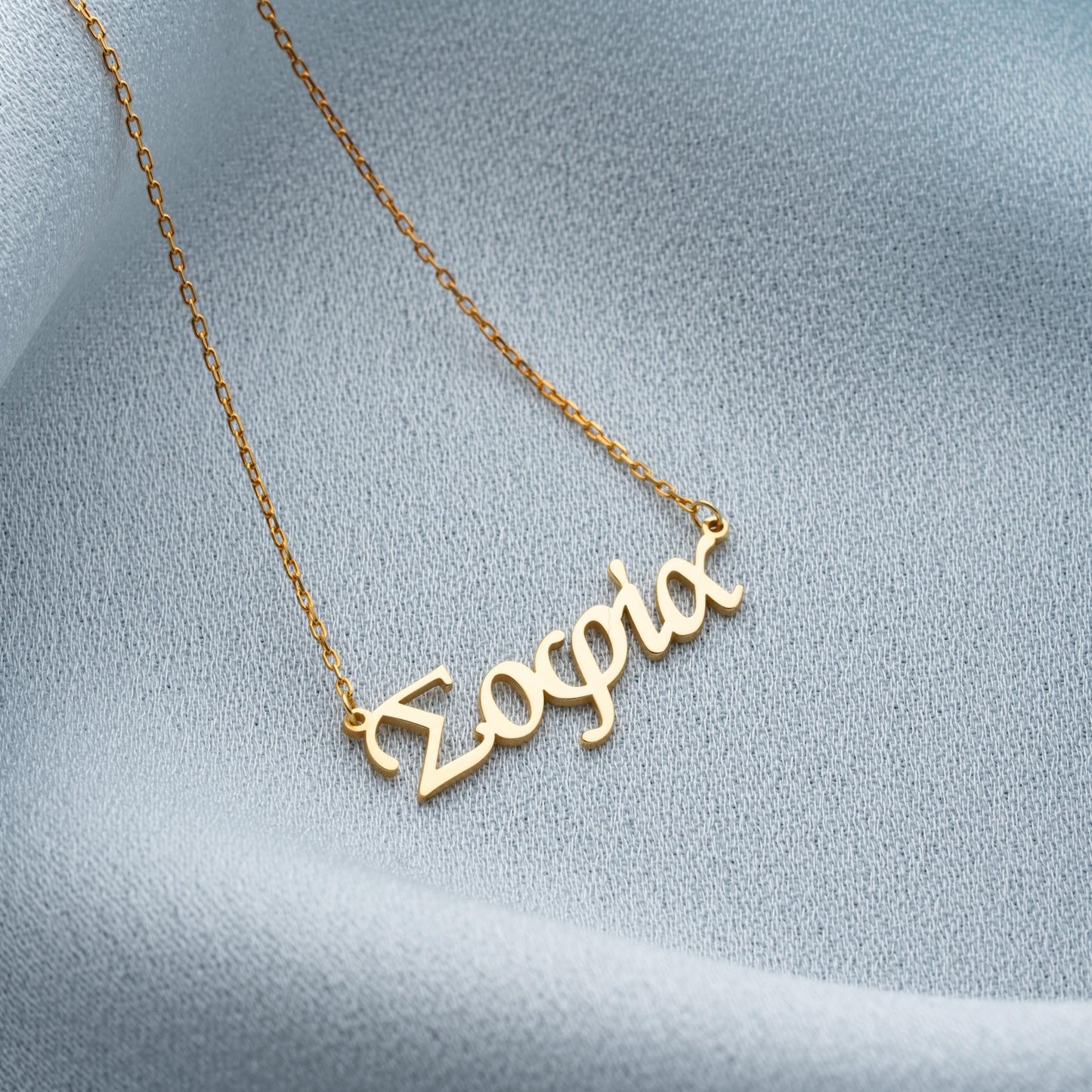 Greek Name Necklace, Personalized Nameplate Jewelry, Gold Silver Greek Letters Pendant, Mythology Gift for Women, Birthday Gift for Her
