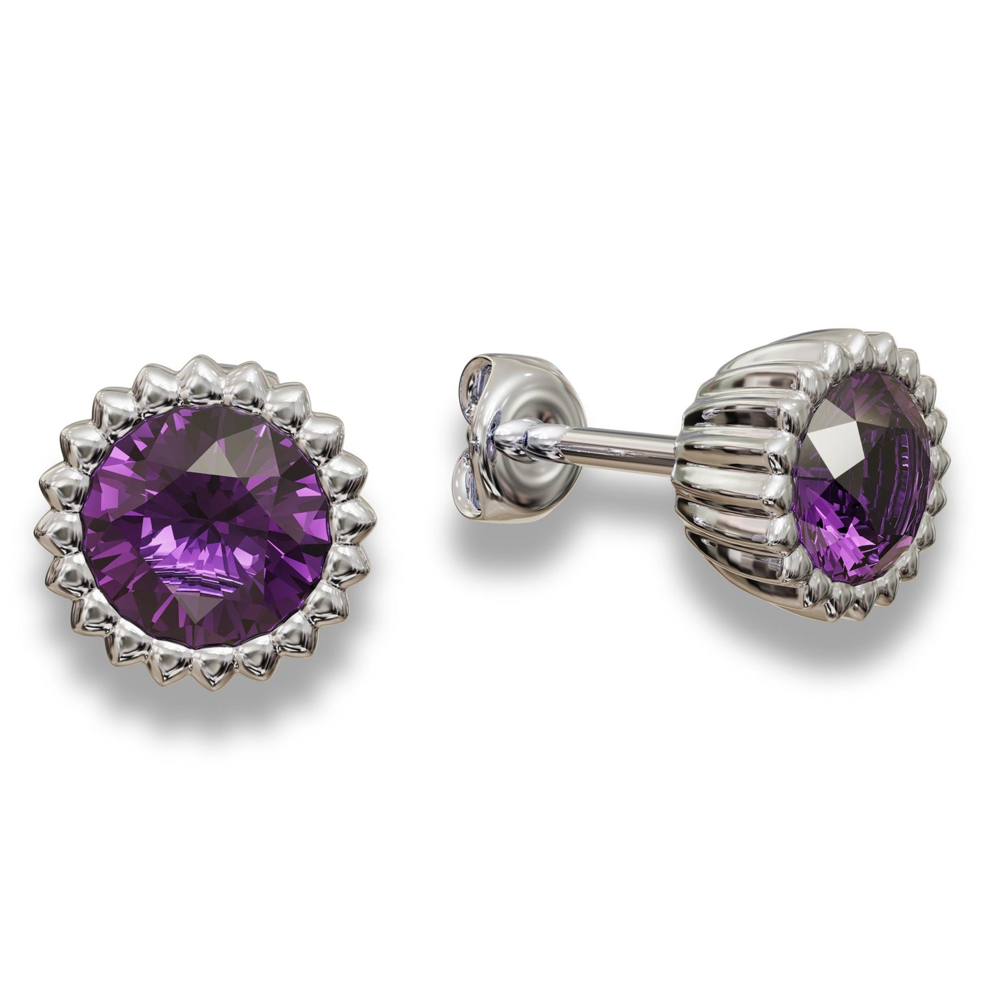 Amethyst Birthstone Stud Earrings,Silver Stud Earrings,Gold Stud Earrings,Birthstone Jewelry, Dainty Earrings,Gift for Her,14K Gold Earrings
