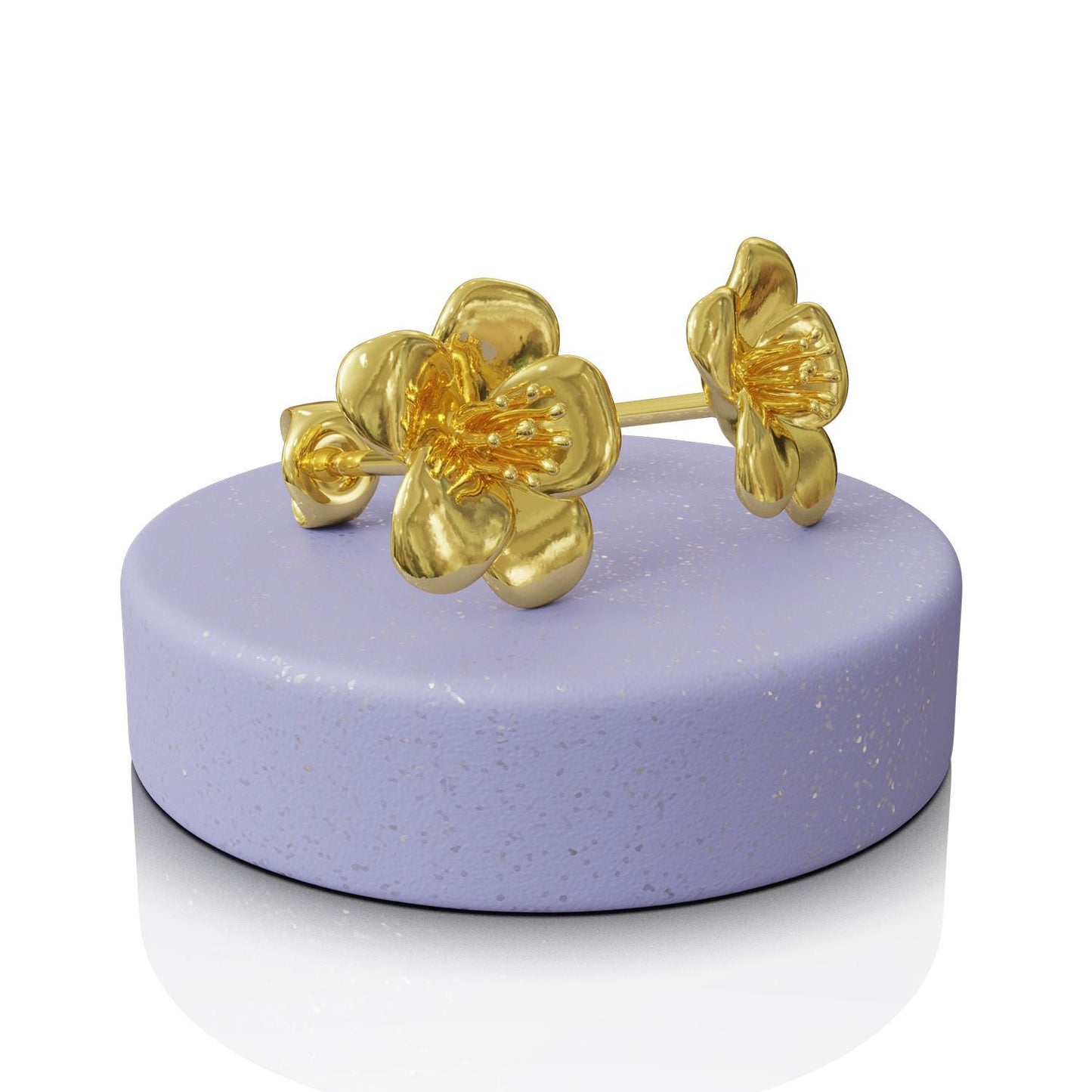 Elegant Larkspur Stud Earrings – 925 Sterling Silver, 14 k Gold-Plated, July Birth Flower, Handmade Botanical Jewelry Gift for Her