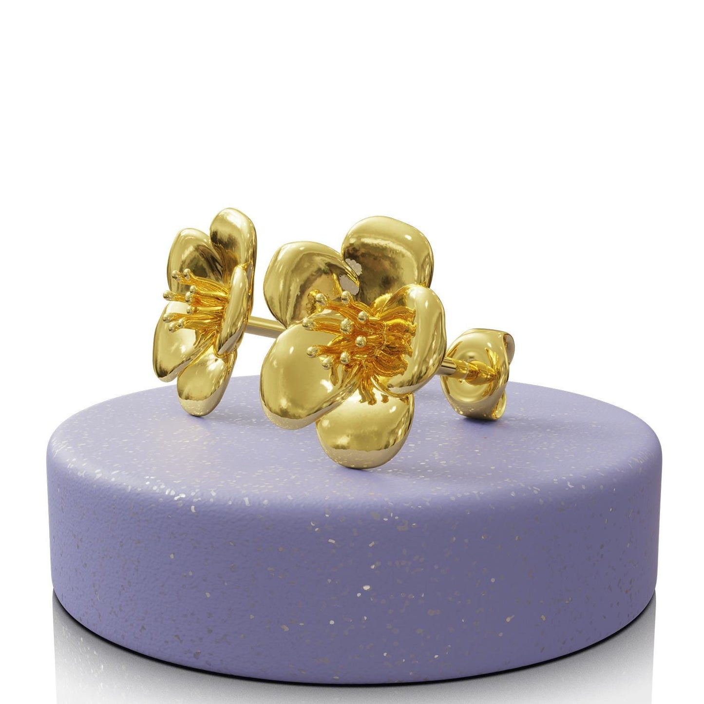 Elegant Larkspur Stud Earrings – 925 Sterling Silver, 14 k Gold-Plated, July Birth Flower, Handmade Botanical Jewelry Gift for Her