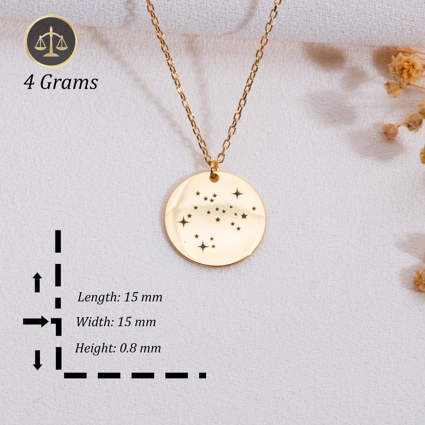 Zodiac Necklace, 14K Gold Charm,Aquarius Scorpio Jewelry,Constellation Gift for Women, Bridesmaid Necklace, Silver Necklace for Her,handmade