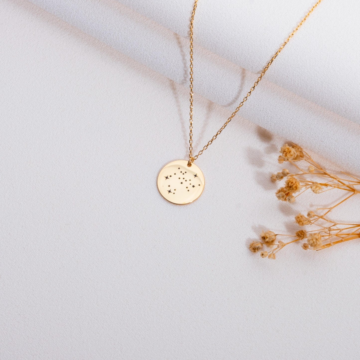 Zodiac Necklace, 14K Gold Charm,Aquarius Scorpio Jewelry,Constellation Gift for Women, Bridesmaid Necklace, Silver Necklace for Her,handmade