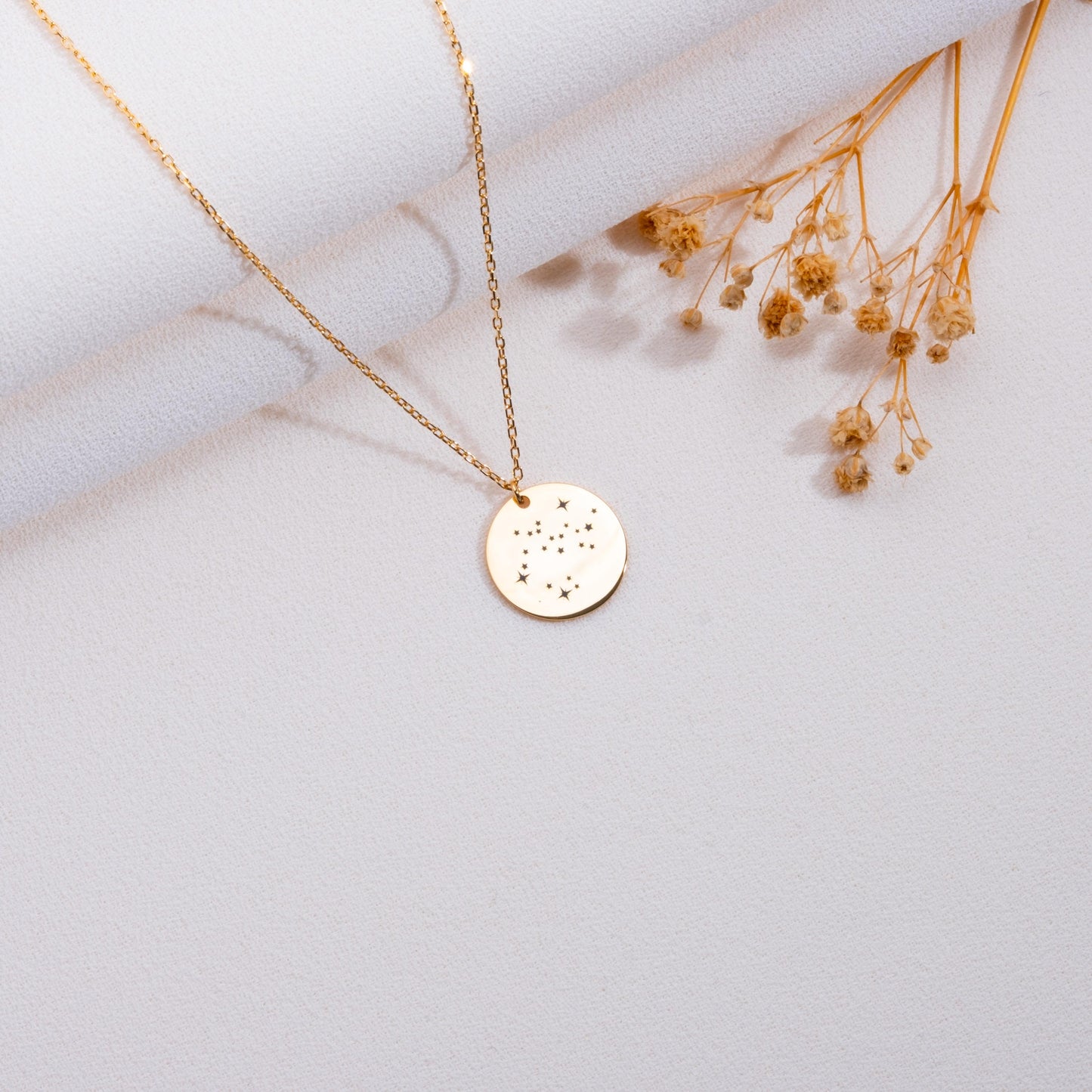 Zodiac Necklace, 14K Gold Charm,Aquarius Scorpio Jewelry,Constellation Gift for Women, Bridesmaid Necklace, Silver Necklace for Her,handmade