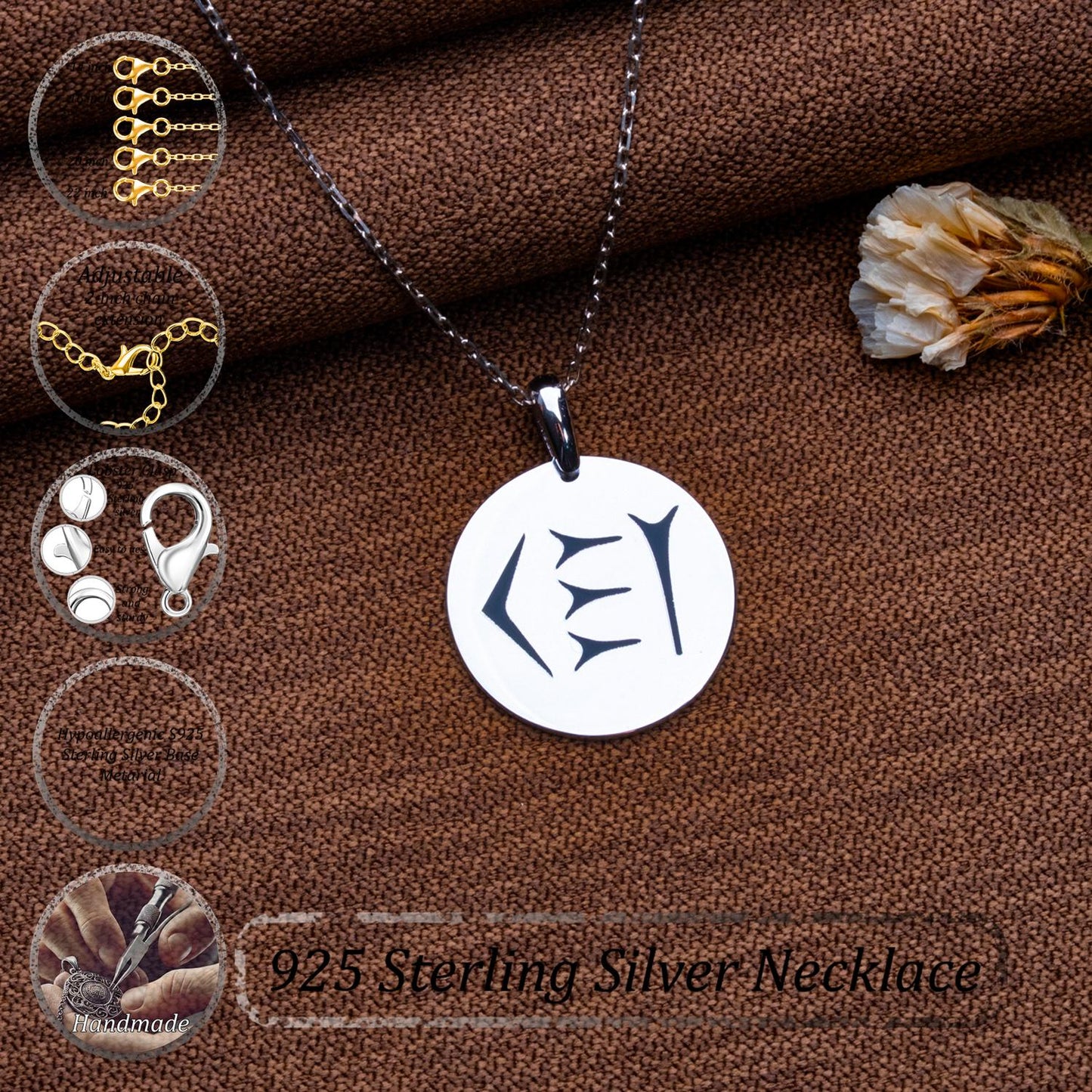Cuneiform Name Necklace, Sumerian Tablet Pendant, Personalized Charm Necklace,Silver Necklace,Men's & Women's Jewelry, Birthday Gift for Her