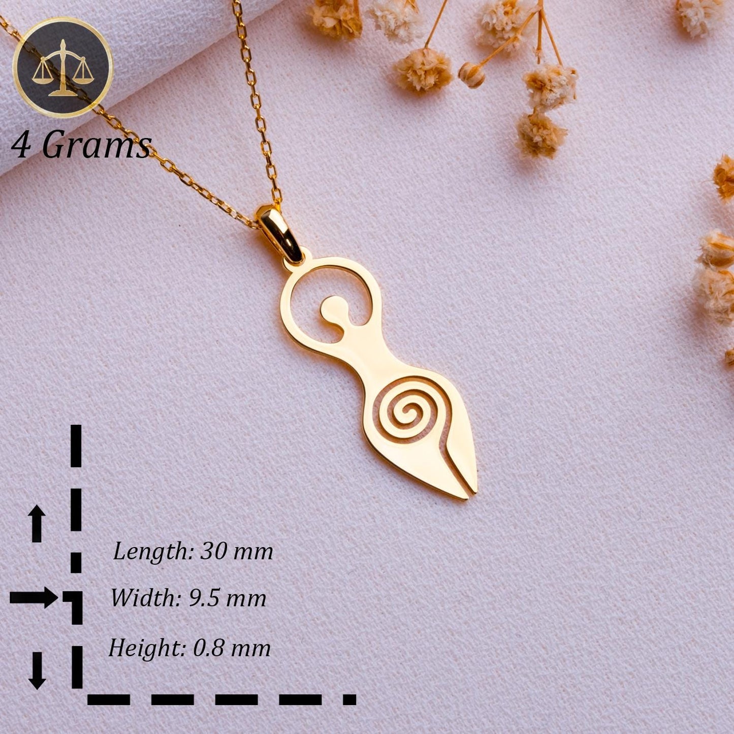 Spiral Goddess Necklace, Hecate Pendant, Gothic Spiral Jewelry, Handmade Personalized Gift, Yoga Charm Necklace, Gift for Her-handmade