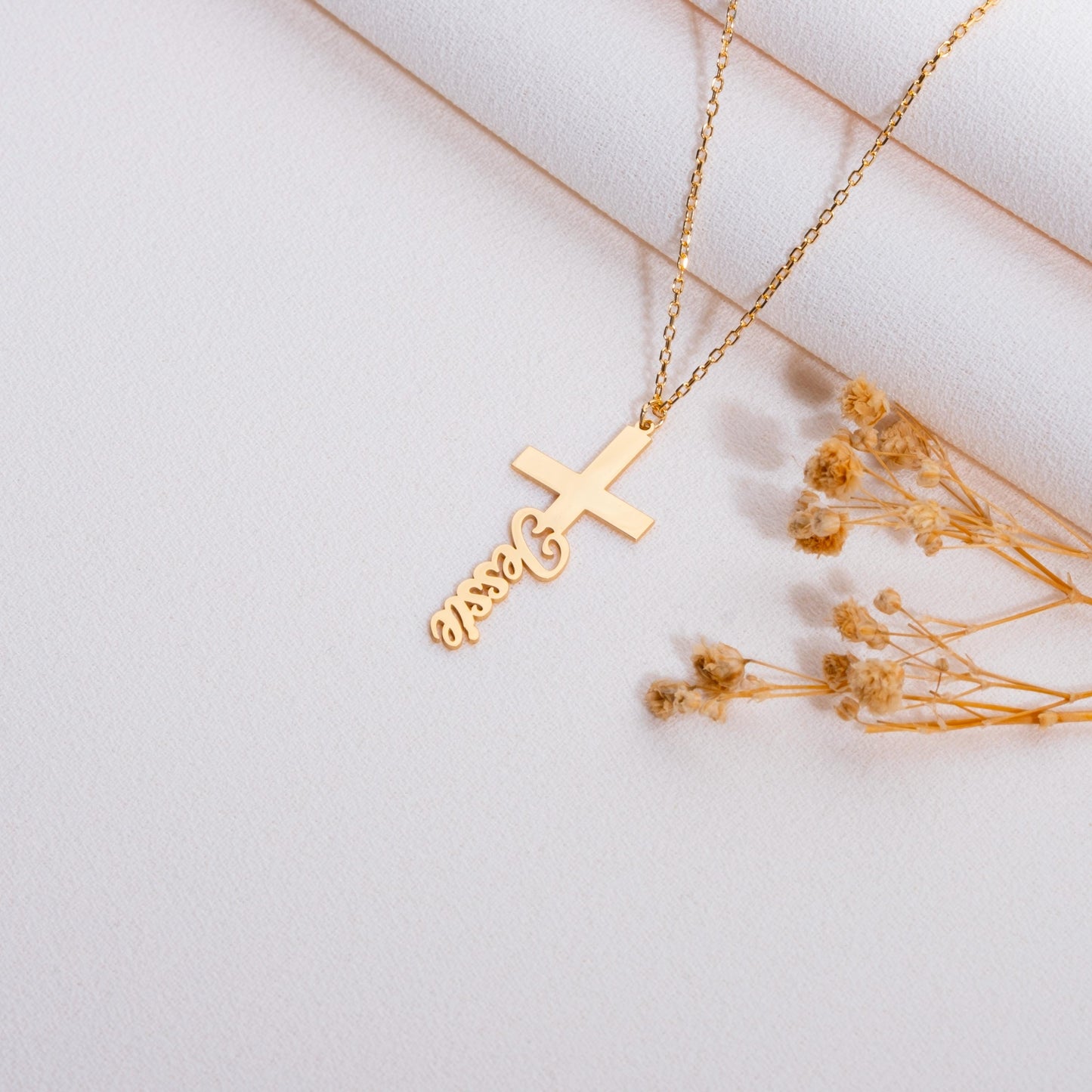 Personalized Cross Necklace,Gold Cross Pendant,Religious Jewelry for Women,Christian Crucifix Name Necklace,Custom Faith Gift Ideas,handmade