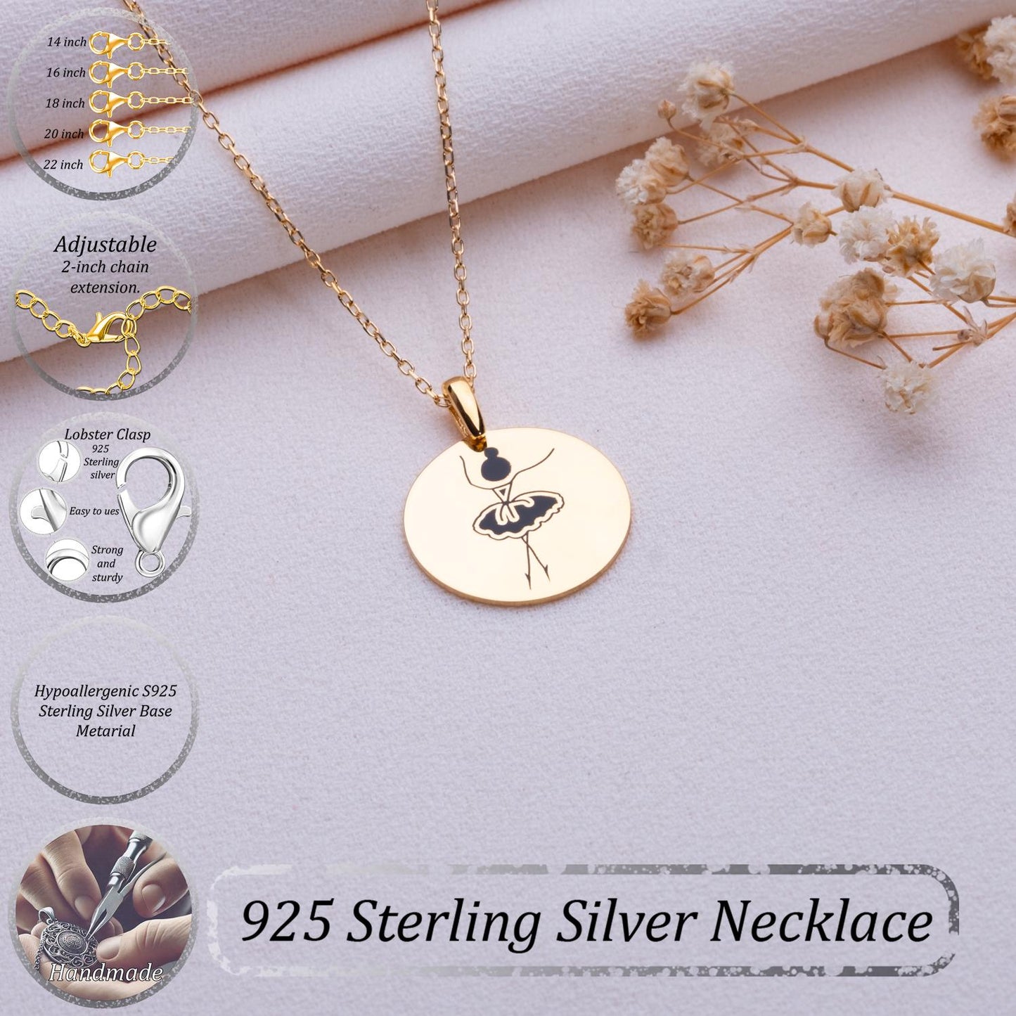 Ballerina Necklace,Personalized Ballerina Jewelry,Minimalist Dance Gift for Her,Birthday Gifts, Personalized Gifts for Dancers,Handmade Gift