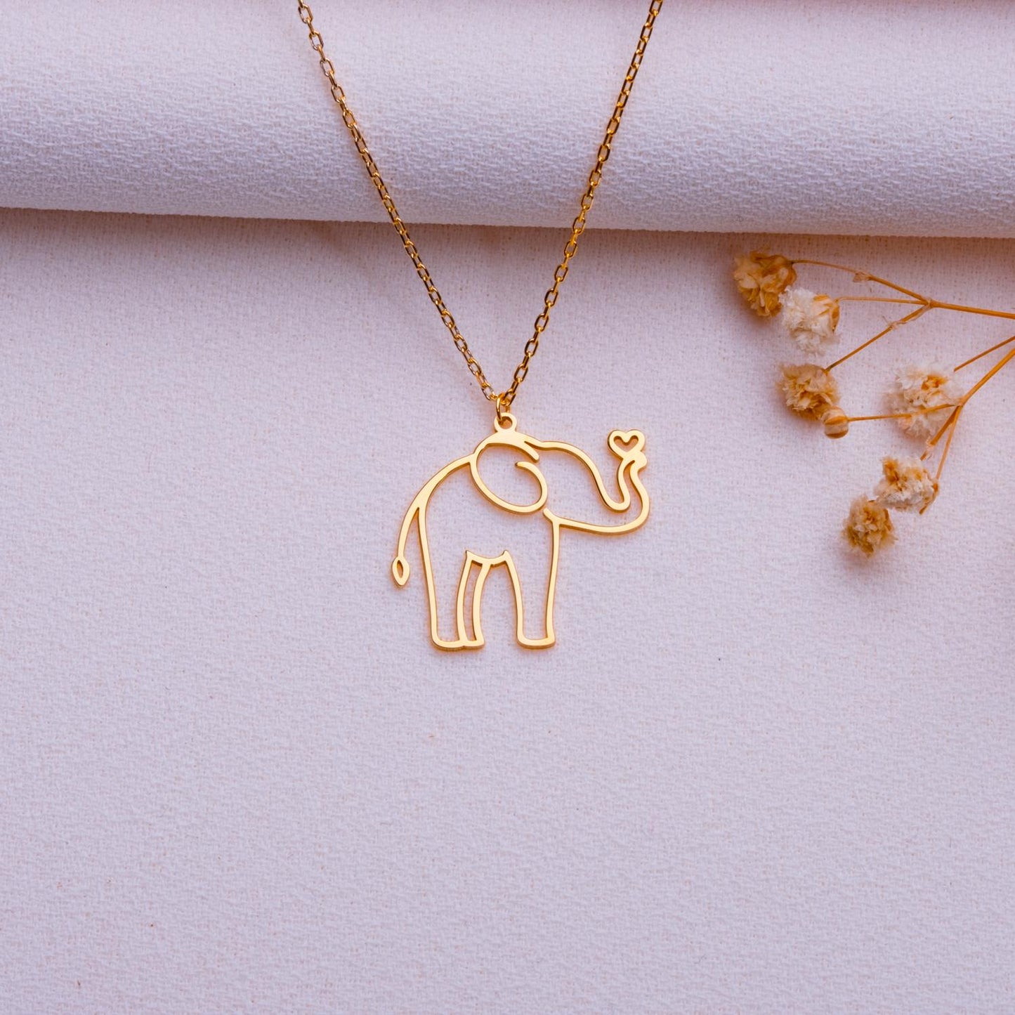 Elephant Necklace – Cute Elephant Charm Pendant, Custom Dainty Silver or Gold Necklace, Minimalist Nature Jewelry, Birthday Gift for Her.