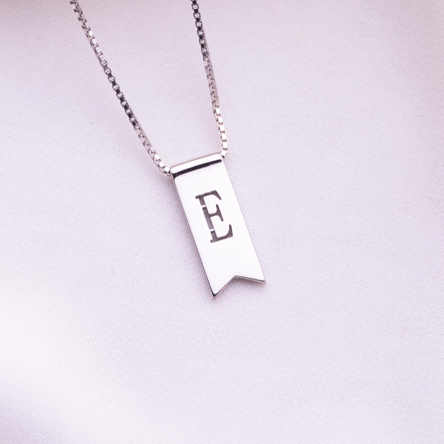 Flag Necklace - Personalized Initial Necklace, Engraved Monogram Pendant, Minimalist 14K Gold Jewelry, Graduation Gift,Birthday Gift for Her
