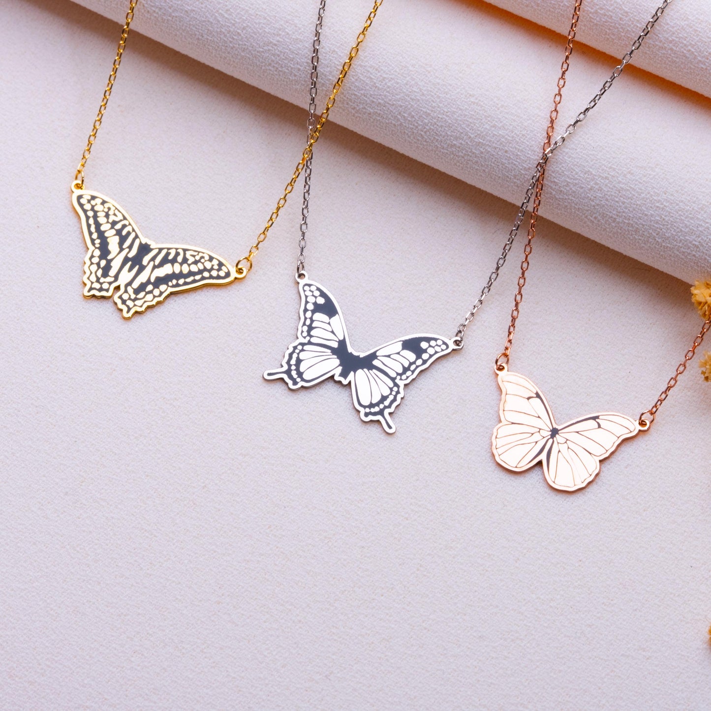 Butterfly Necklace • Dainty Pink or Silver Butterfly Pendant • Pave Butterfly Charm Jewelry • Monarch Butterfly Gift • Cute Necklace for Her