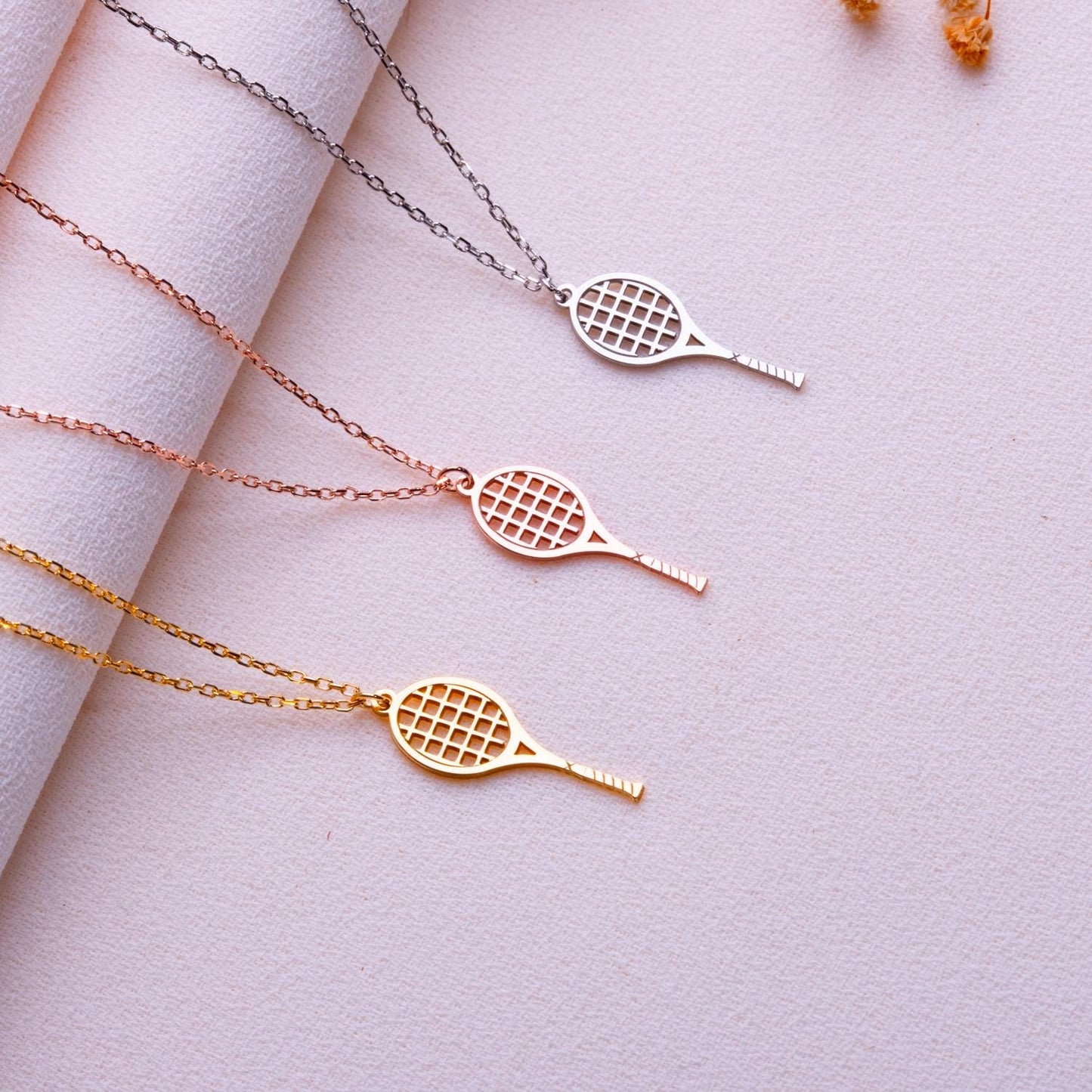 Gold Tennis Necklace • Personalized Gift for Tennis Lover, Coach, or Player-Tennis Ball Charm Jewelry- Teen Girl Birthday or Girlfriend Gift