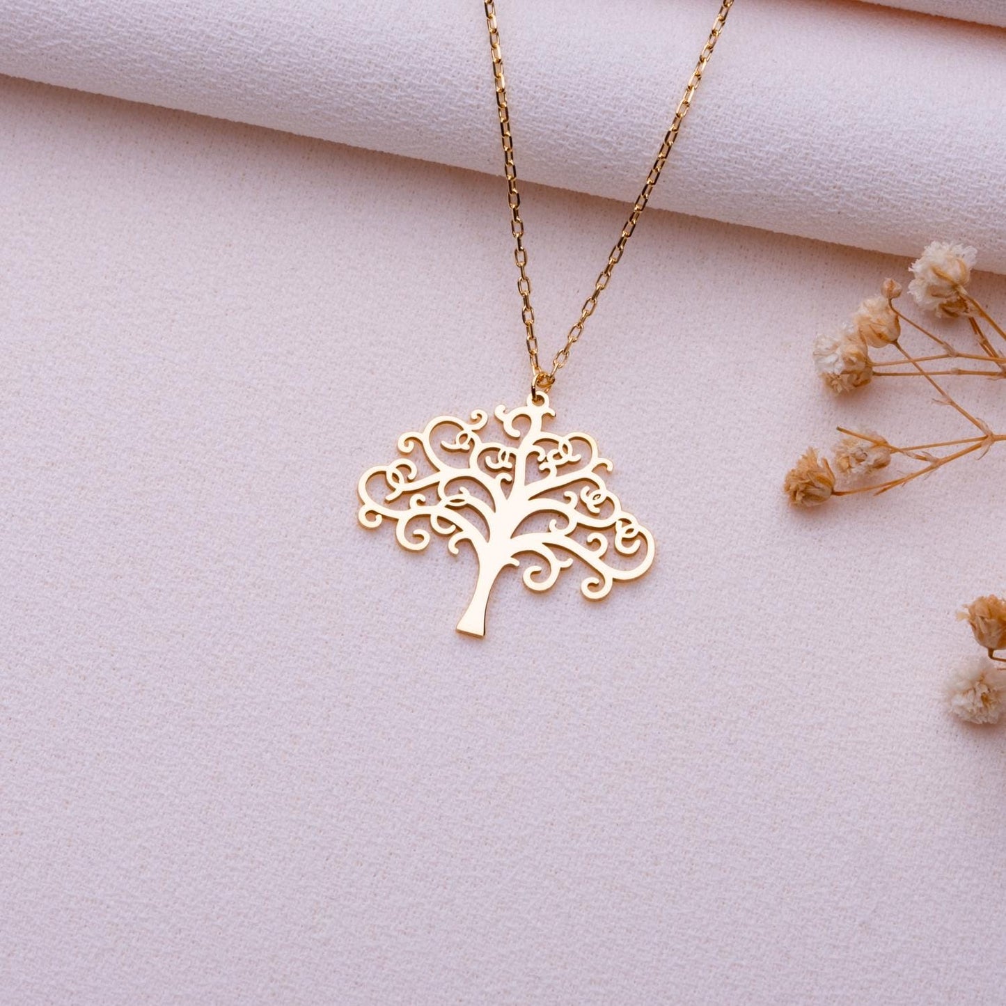 Tree of Life Necklace • Gold Silver Family Tree Pendant • Nature Charm Jewelry • Handmade Gift for Mom • Dainty Birthday Necklace for Her