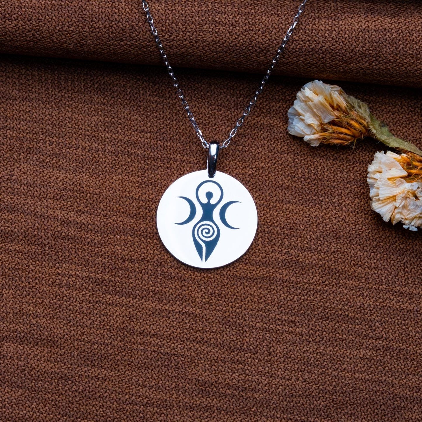 Spiral Goddess Necklace,Wiccan Symbol Pendant,Pagan Wicca Jewelry,Handmade CustomGift,Birthday,Galentine Gift,Personalized Jewelry Gift Idea