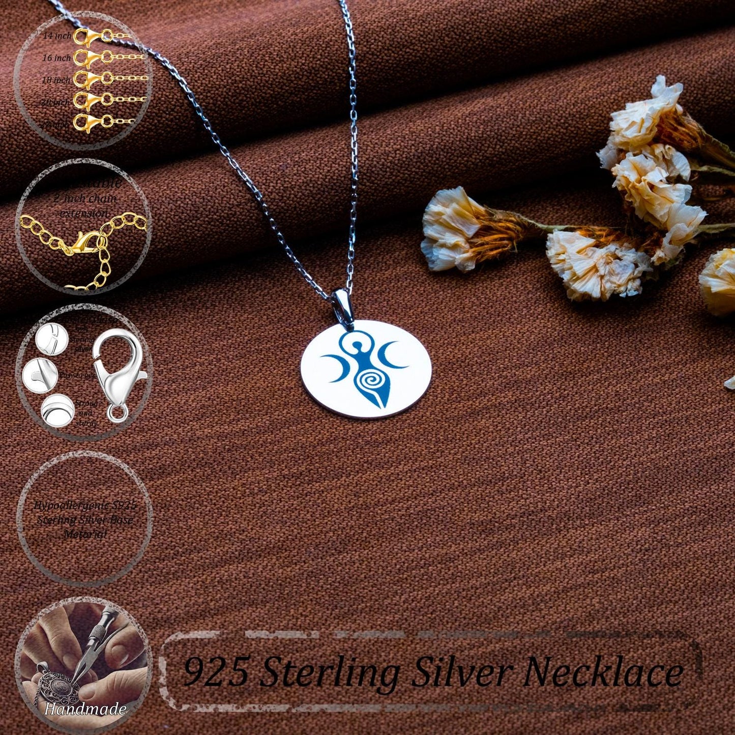 Spiral Goddess Necklace,Wiccan Symbol Pendant,Pagan Wicca Jewelry,Handmade CustomGift,Birthday,Galentine Gift,Personalized Jewelry Gift Idea