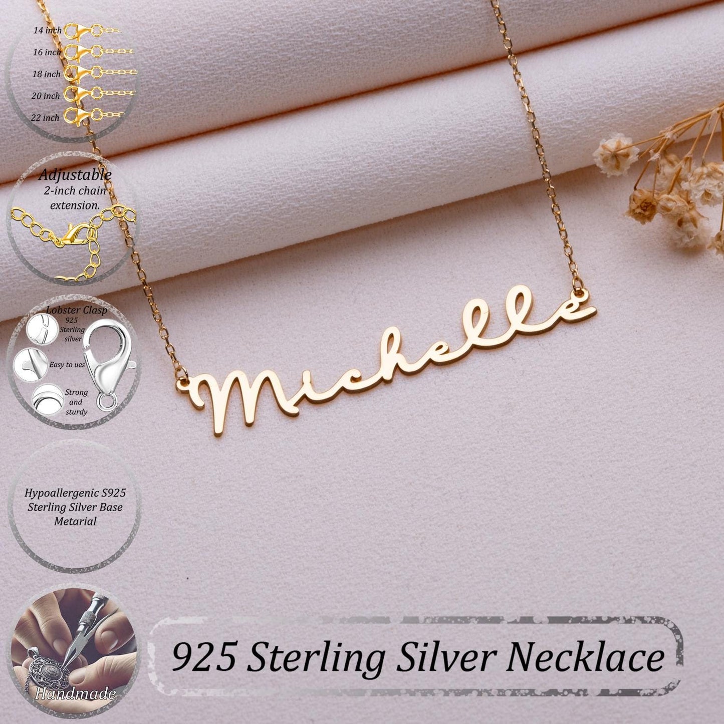 Custom Name Necklace,Personalized Name Plate Jewelry,Gold or Silver Name Logo Necklace,Gift for Her,Birthday Gift,Kids Necklace.Handmade