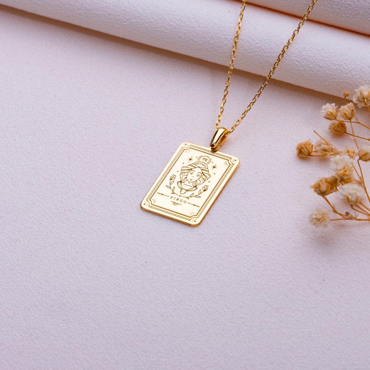 Zodiac Necklace, Gold Astrology Pendant,Handmade Personalized Jewelry, Scorpio, Virgo, Pisces, Leo, Aquarius, Aries, Capricorn Gift for Her
