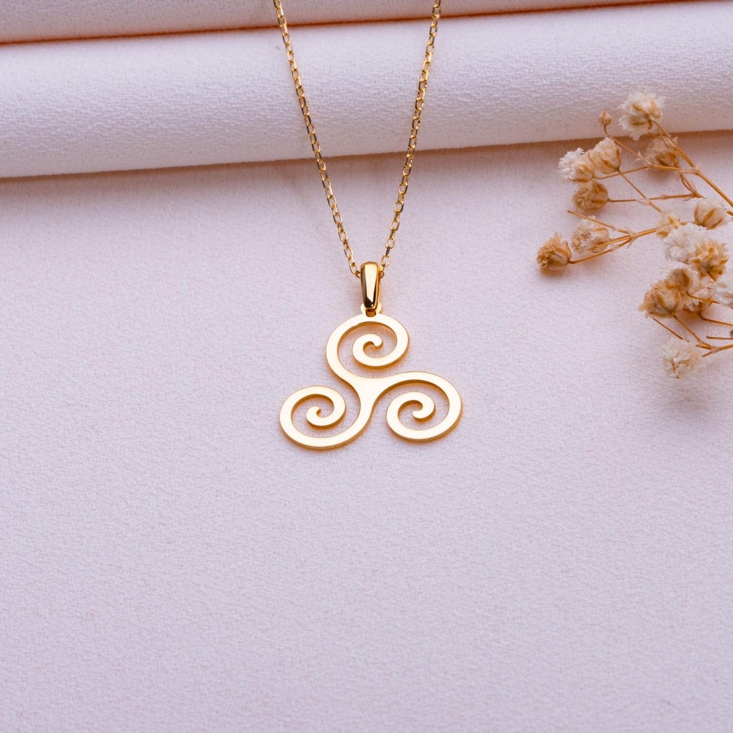 Triskelion Necklace • Viking Triskele Pendant • Celtic Wolf Protection Jewelry • Silver Pagan Necklace • Gift for Her • Boho Dainty Necklace
