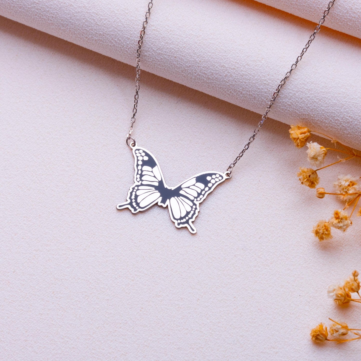 Dainty Butterfly Necklace – Monarch Butterfly Jewelry, Personalized Handmade Gift for Her, Minimalist Birthday or Anniversary Gift for Mom