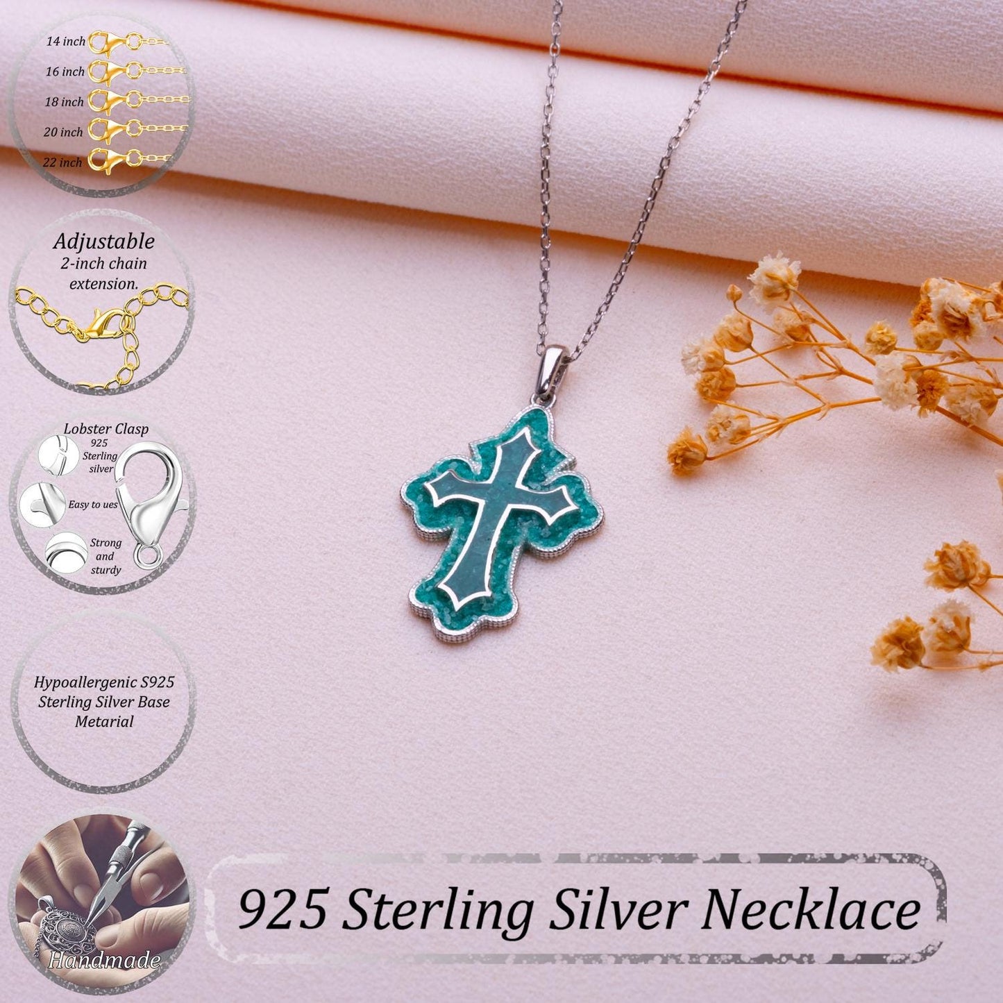 Gold Cross Necklace with Natural Stone – Dainty Pearl, Crucifix, Sideways or Orthodox Cross, Gift for Her, Religious Jewelry for Men & Women