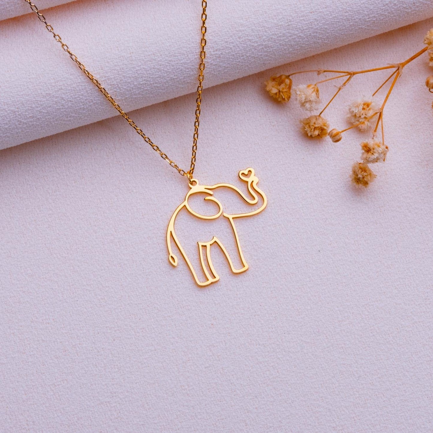 Elephant Necklace – Cute Elephant Charm Pendant, Custom Dainty Silver or Gold Necklace, Minimalist Nature Jewelry, Birthday Gift for Her.