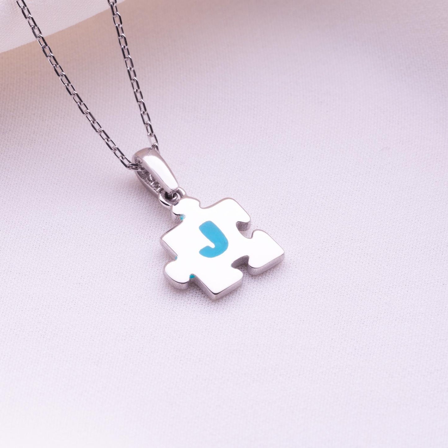 Personalized Puzzle Necklace, Name Letter Pendant, Gold & Silver Handmade Jewelry, Couples Necklace, Cross Charm, Gift for Her,Birthday Gift
