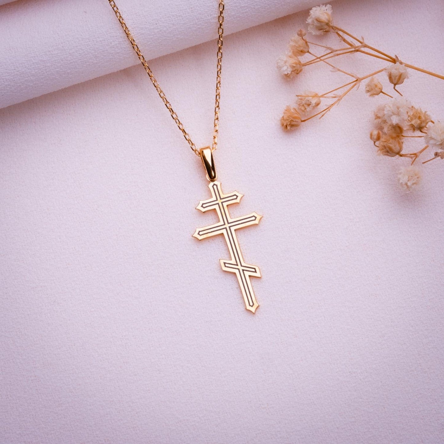 Dainty Cross Necklace • Gold Silver or Rose Gold Cross Pendant • Small Jesus Necklace for Women or Men • Sideways Cross Gift for Her or Him