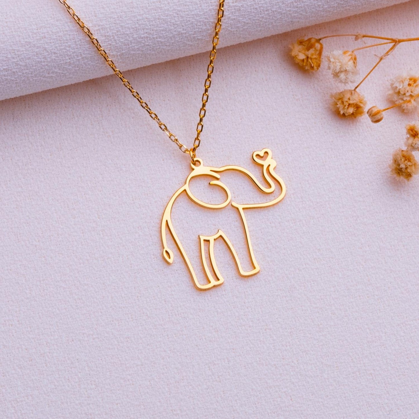 Elephant Necklace – Cute Elephant Charm Pendant, Custom Dainty Silver or Gold Necklace, Minimalist Nature Jewelry, Birthday Gift for Her.