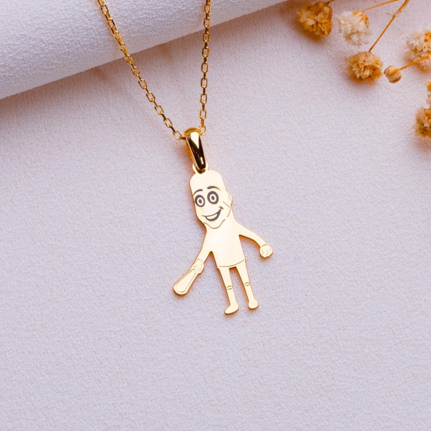 Tung Tung Sahur Neklace-Silver Boy and Girl Pendant Necklace–Gold Boy Charm,Kids Name Necklace, Personalized Gift for Son,Little Boy Jewelry