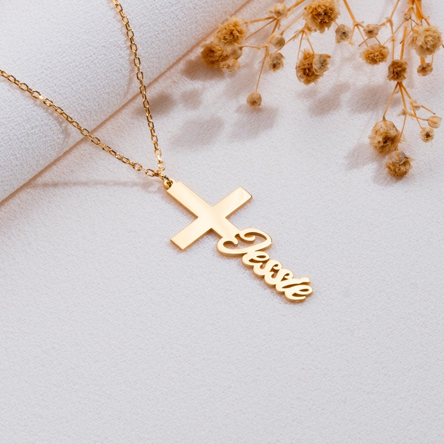 Personalized Cross Necklace,Gold Cross Pendant,Religious Jewelry for Women,Christian Crucifix Name Necklace,Custom Faith Gift Ideas,handmade