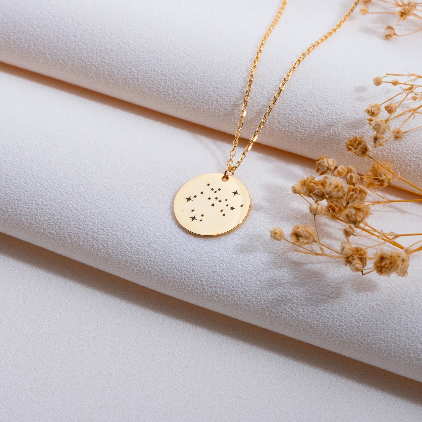 Zodiac Necklace, 14K Gold Charm,Aquarius Scorpio Jewelry,Constellation Gift for Women, Bridesmaid Necklace, Silver Necklace for Her,handmade