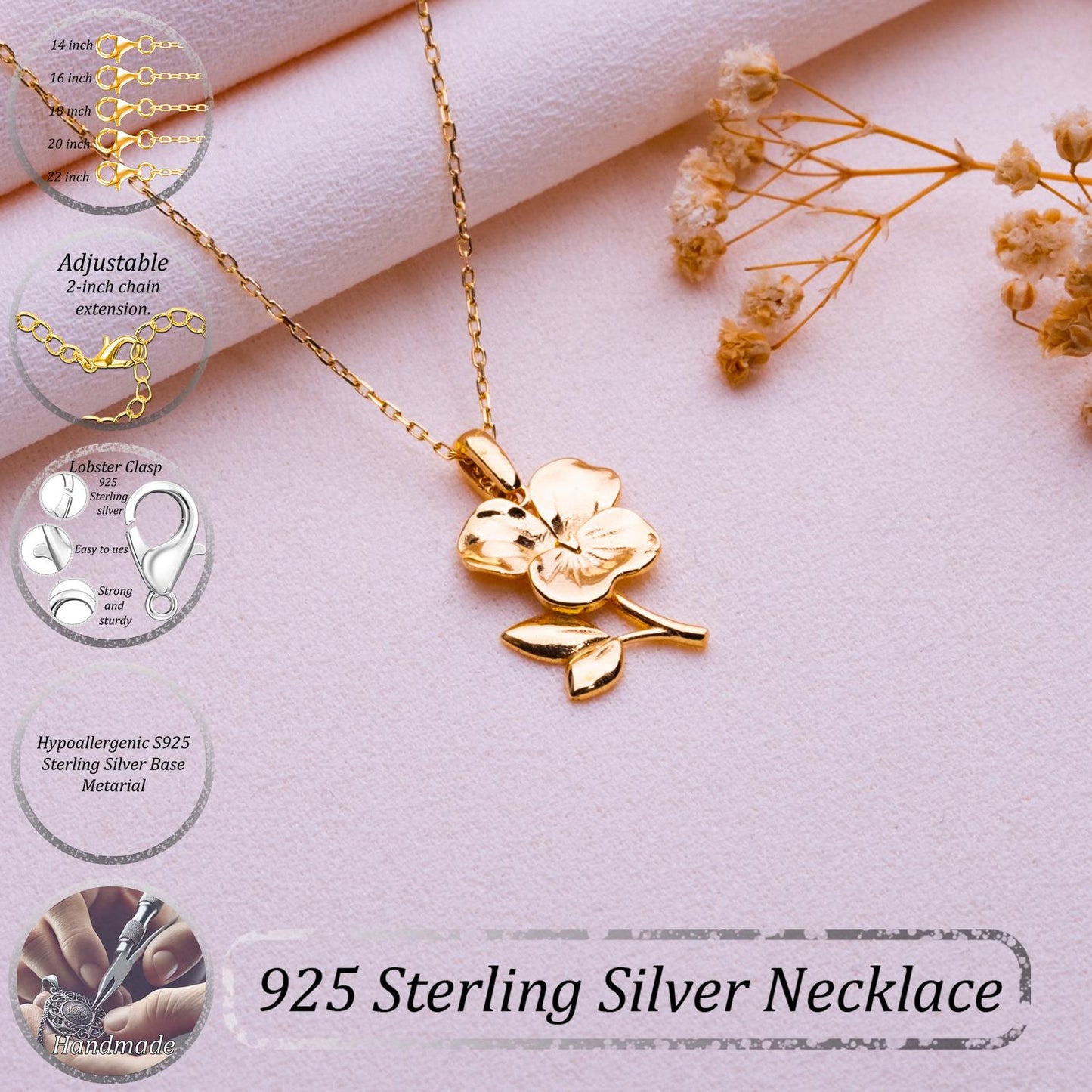 Violet Flower Necklace • February Birth Flower Jewelry•Violet Charm Pendant•Botanical Nature Necklace•Floral Birthflower Gift•Purple Jewelry
