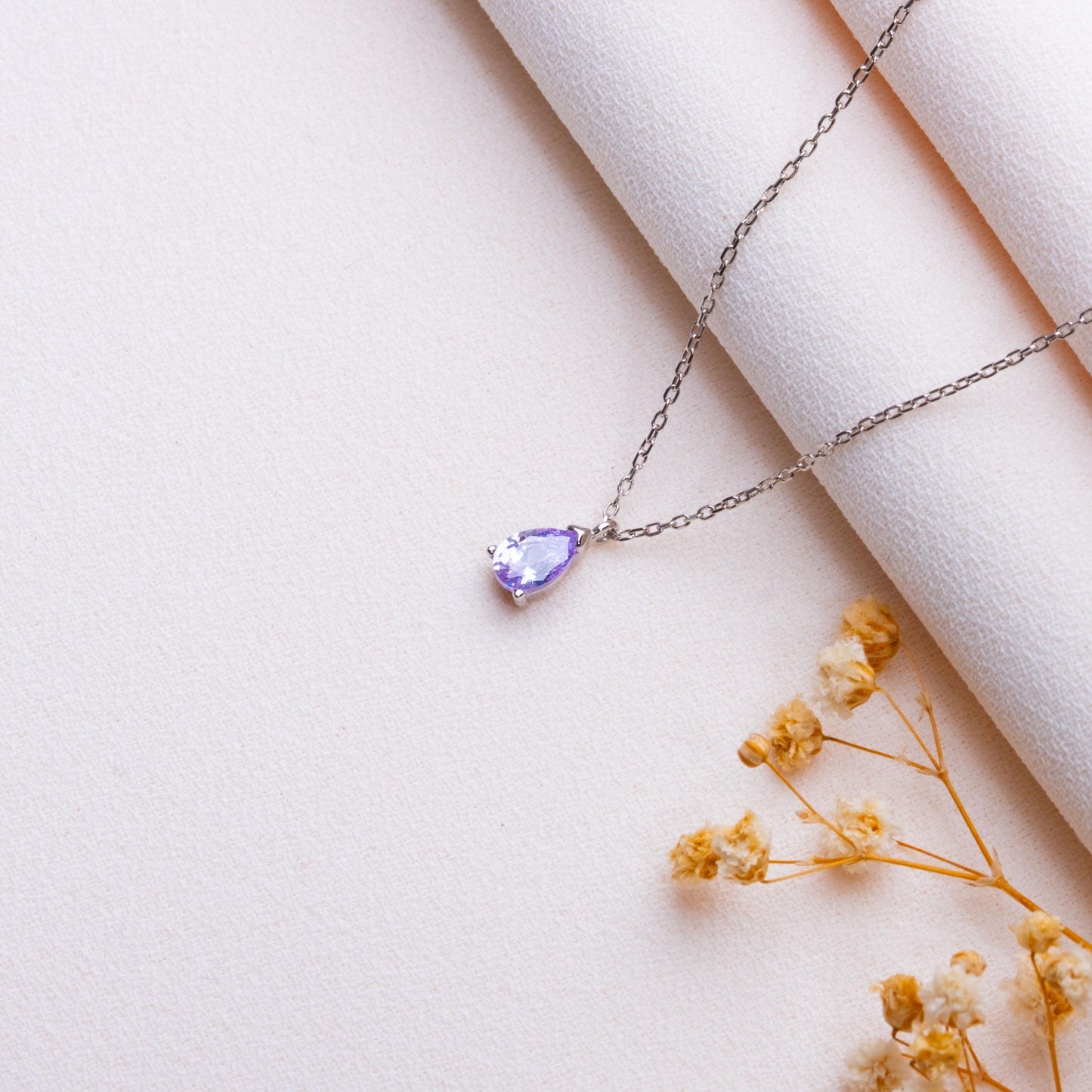 Drop Birthstone Necklace • Silver or Gold Jewelry • Dainty Teardrop Gemstone Pendant •Customized Minimal Gift,Unique Birthstone Gift Jewelry