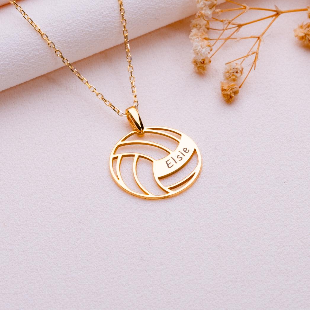 Personalized Volleyball Name Necklace • Custom Sports Pendant • Dainty Name Plate Jewelry-Gift for Volleyball Mom-Personalized Gift for Her.