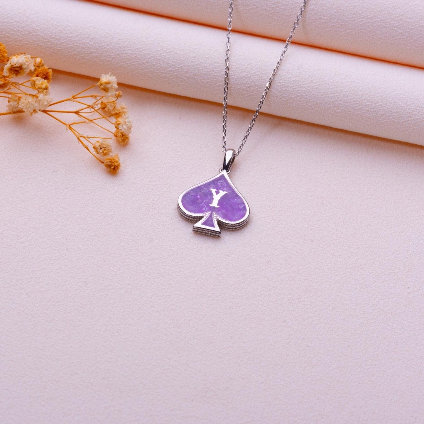Handmade Amethyst Initial Necklace-Personalized Name Pendant, Letter Charm Jewelry-Birthday Gift-Mom Gift-Anniversary Gift-Christmas Present