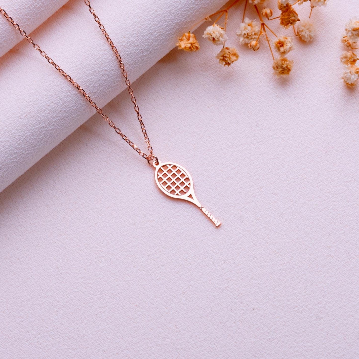 Tennis Racket Necklace • Personalized Pendant for Tennis Player, Coach, or Mom • Custom Sterling Silver Charm Jewelry • Gift for Women.